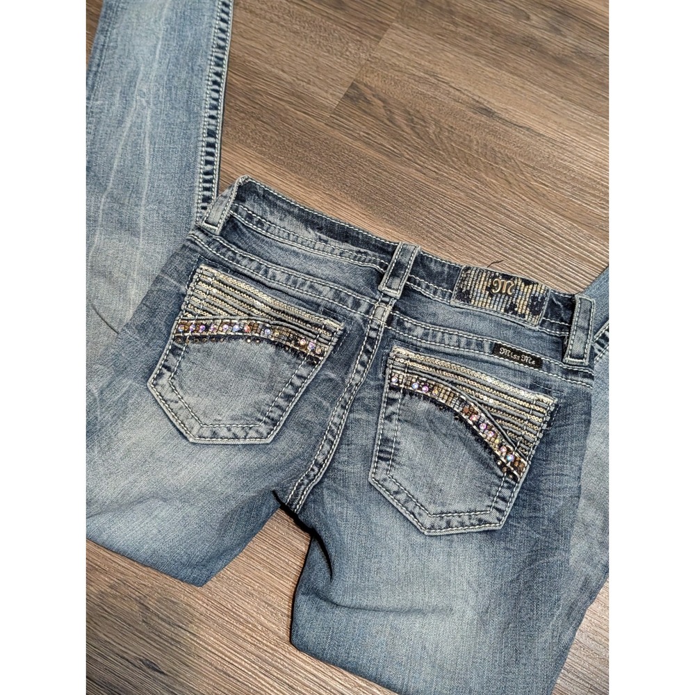 Miss Me Signature Skinny Jeans Womens 24 Blue Denim Embellished‎ Rhinestone Y2K